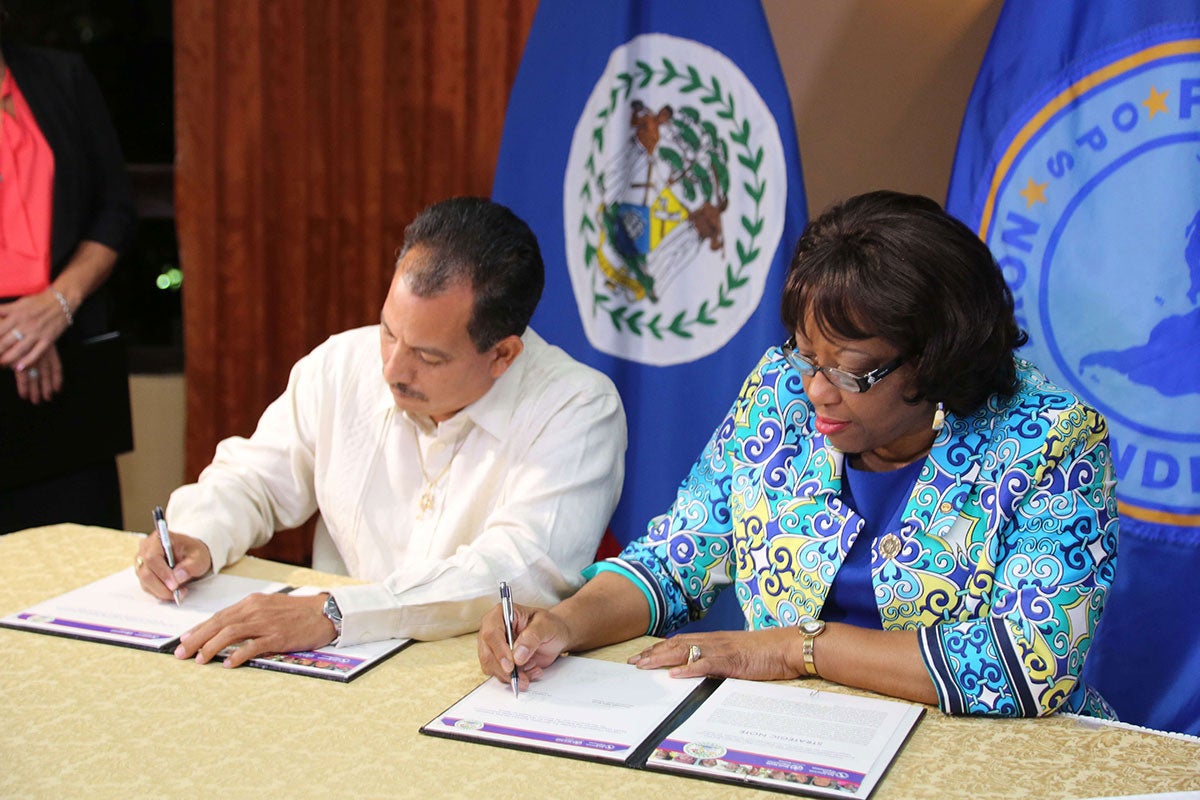 Dr. Carissa F. Etienne, PAHO/WHO Director with Hon. Pablo Marin Minister of Health of Belize