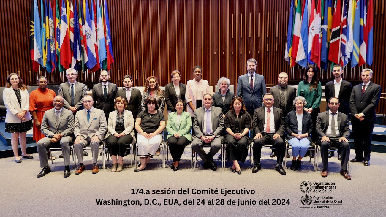 Foto oficial de los participantes de la 174.ª sesión del Comité Ejecutivo