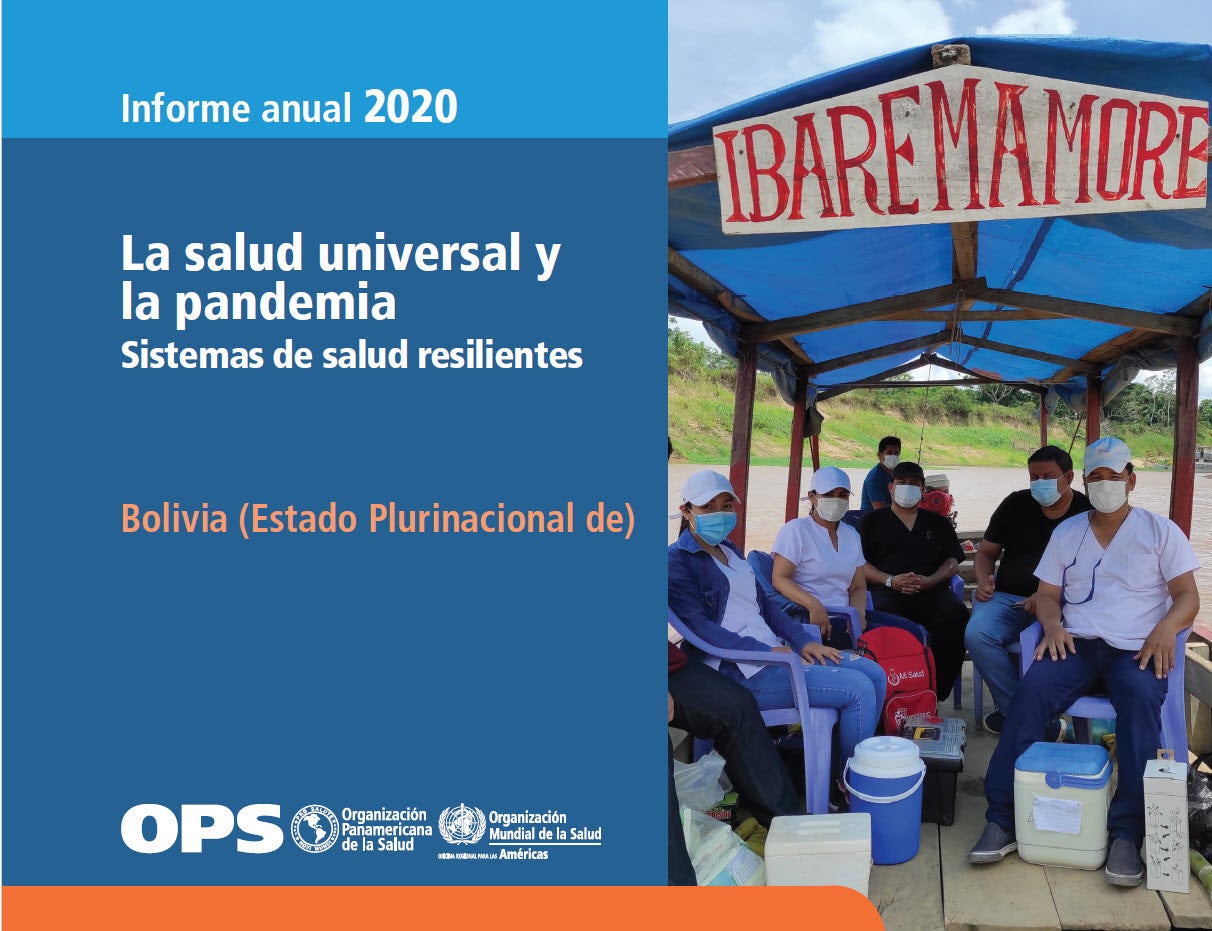 Portada del Informe Anual 2020. Texto y foto grupal de trabajadores de salud.