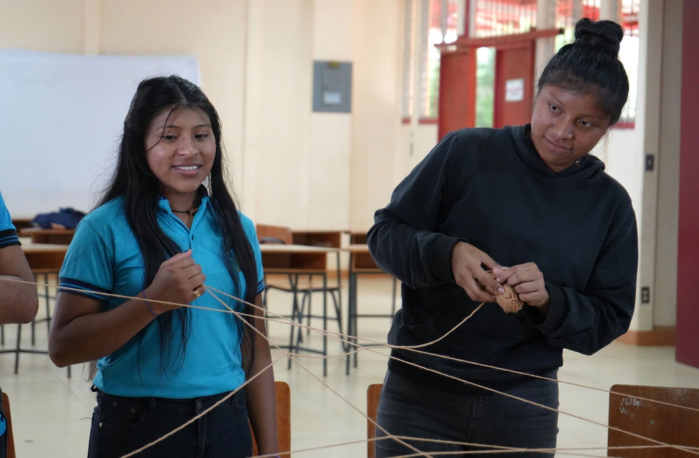 In one dynamic, Ericka and Crystel talk about their emotions as they build a network, which represents the support network they have created with their peers.