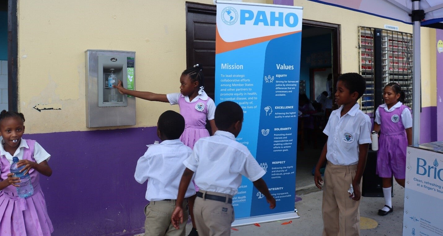 Kids filling water