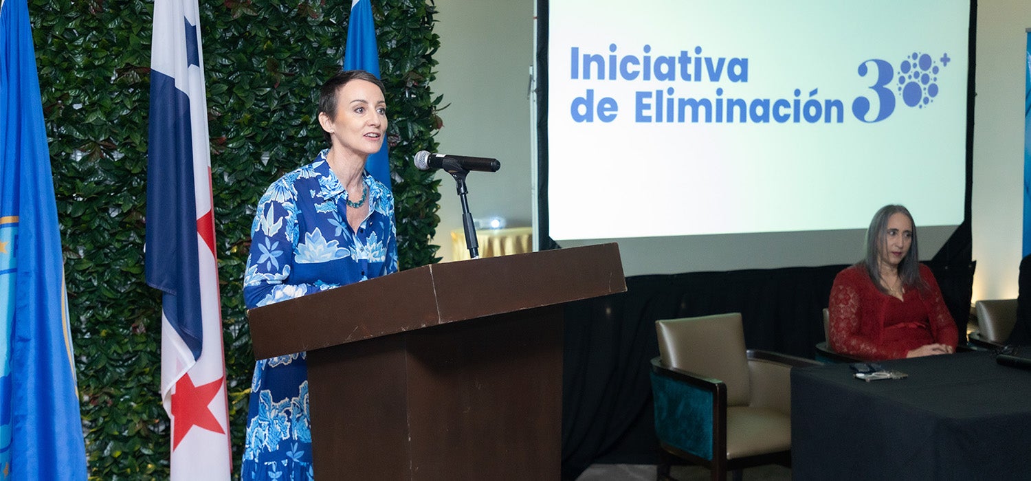 Fotografía de la participación de la Dra. Ana Rivière Cinnamond, representante de la OPS/OMS en Panamá - Misión de Alto Nivel organizada por la Organización Panamericana de la Salud (OPS) y el Ministerio de Salud (MINSA) de Panamá, con el objetivo de analizar el progreso de la Iniciativa de Eliminación de Enfermedades Transmisibles, elaborar y presentar el Plan Nacional de Eliminación 2025-2030.