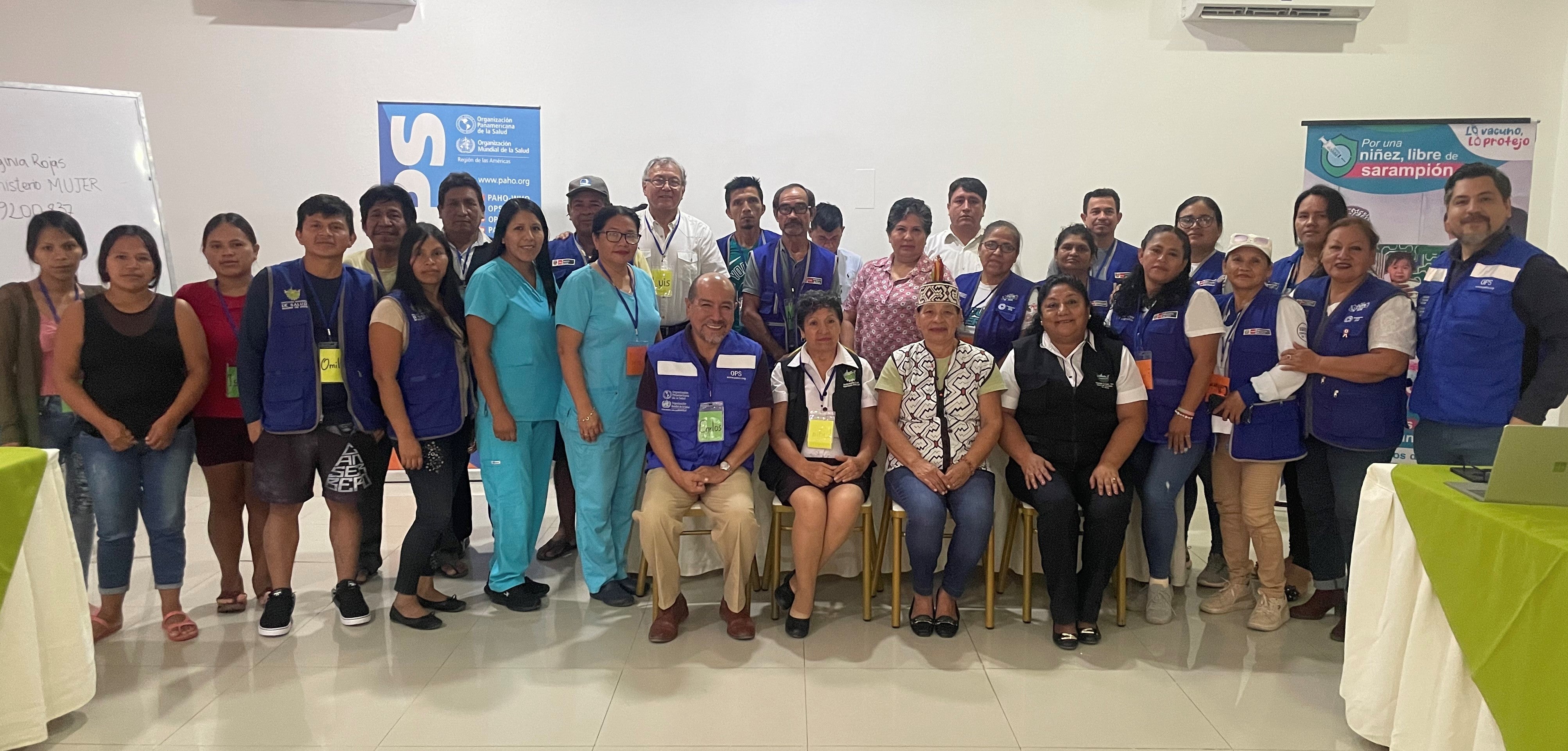 OPS / Participantes del taller en el marco del proyecto “Innovación digital para la vacunación, prevención y control de enfermedades en comunidades indígenas transfronterizas”. 