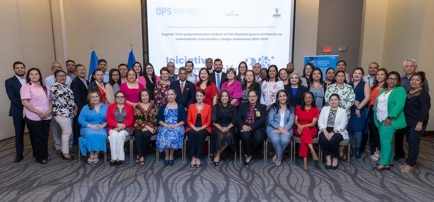 Fotografía grupal de los participantes en el Segundo Taller preparatorio para elaborar el Plan Nacional para la eliminación de enfermedades transmisibles y riesgos ambientales 2025-2030.