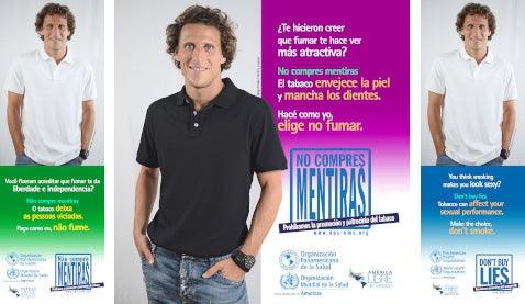 El futbolista uruguayo Diego Forlán protagoniza una campaña de la OPS/OMS en contra del tabaco