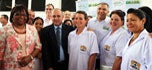 Directora de la OPS y ministros de Salud de Brasil y de Cuba visitaron centro de salud donde cooperan médicos cubanos