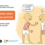 Graphic card with the information to the webinar Creating Caribbean Communities of Purpose: Stronger Together when we Look, Listen and Link