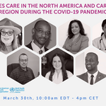 Card showing the photos of the speakers to the webinar Diabetes Care during the COVID-19 era in the IDF North American and Caribbean (NAC) region 