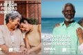 Imagens promocionais para a campanha 'É hora de agir pela demência', uma com uma mulher idosa acompanhada de uma mulher jovem sorrindo, e outra com um casal de idosos se abraçando na praia. Ambas as imagens incluem os logotipos da OPAS e da Alzheimer's Disease International.