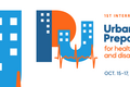 Banner: First interregional meeting on Strengthening Preparedness for Health Emergencies and Disasters in Cities and Urban Settings. Logo with letters PU resembling buildings