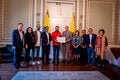 Dr. Jarbas Barbosa, con el alcalde de bogota el Dr. Galan el secretario de salud y la Dra. Gina tambini acompañados de  la comitiva para firmar el acuerdo de comunidades saludables