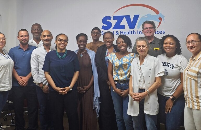 Participants of the HEARTS-D Adaptation Workshop in Sint Maarten with Dr Allana Best, Consultant, Noncommunicable Diseases and Mental Health - PAHO/WHO Trinidad and Tobago Country Office (at centre)