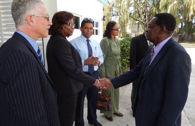 Dr. Etienne visits the Pogson Hospital with Hon. Eugene Hamilton, Minister of Health and other health officials along with Dr. Godfrey Xuereb, PWR for Barbados and Eastern Caribbean Countries