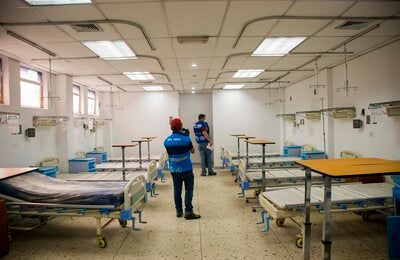 Área para pacientes con COVID-19 en el hospital general de San Cristóbal, estado Táchira