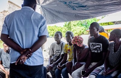 Mental health session in IDP sites in Haiti