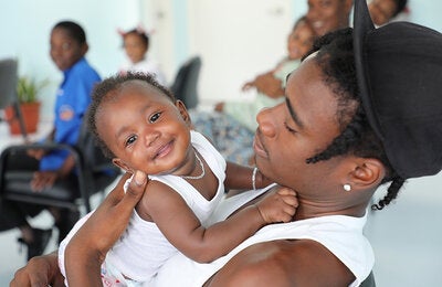 Baby attending clinic