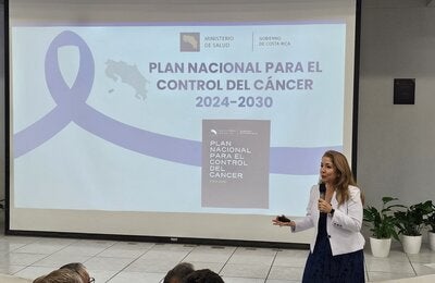 Ministra de Salud de Costa Rica durante la presentación del plan