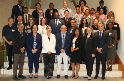 A group photo of regional and national technical health experts who recently gathered in Trinidad and Tobago to collaborate on the development of the PAHO/WHO Caribbean Subregional Cooperation Strategy.