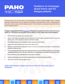 Guidance on messages about home care for dengue patients