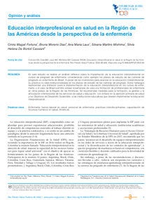 Educación interprofesional en salud en la Región de las Américas desde la perspectiva de la enfermería