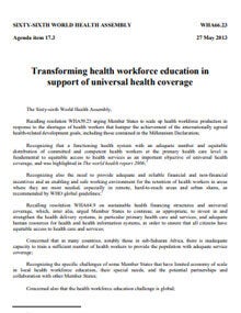 Transforming health workforce education in support of universal health coverage