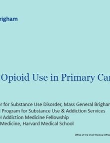 cover of the presentation Addressing opioid use in primary care - Sara Wakeman