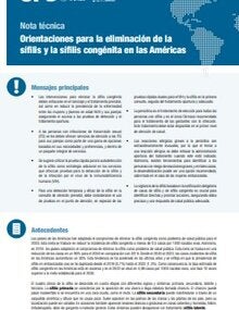 Orientaciones para la eliminación de la sífilis y la sífilis congénita en las Américas