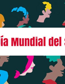 Banner del Dia Mundial del SIDA con ilustraciones de rostros