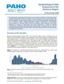 cover epidemiological alert. PAHO logo, text and bar graphic