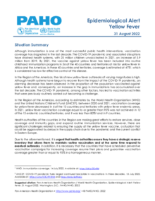 Epidemiological Alert: Yellow Fever - 31 August 2022 - PAHO/WHO | Pan ...