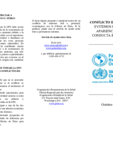 Folleto De Etica Conflicto De Intereses Evitemos Incluso La Apariencia De Una Conducta Inapropiada Ops Oms Organizacion Panamericana De La Salud