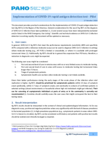 Implementation Of Covid 19 Rapid Antigen Detection Test Pilot Paho Who Pan American Health Organization