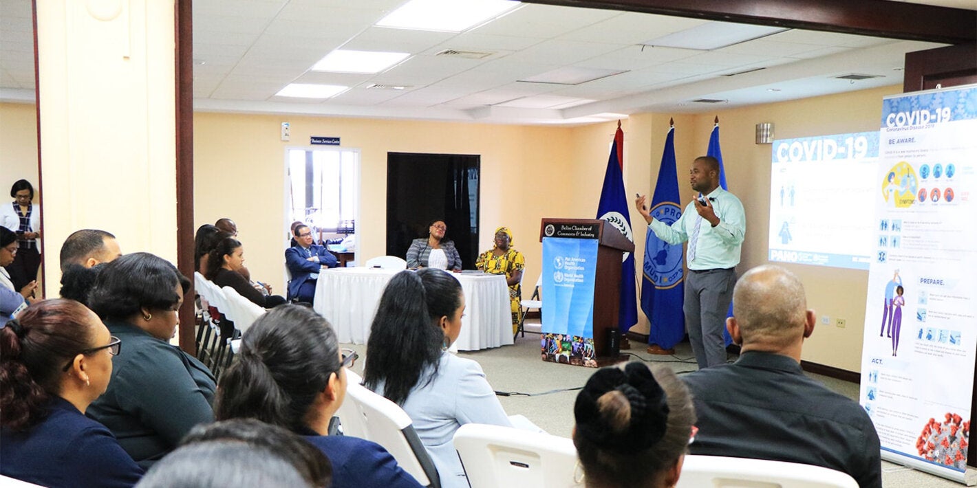 PAHO/WHO Belize briefs members of various organizations on COVID-19