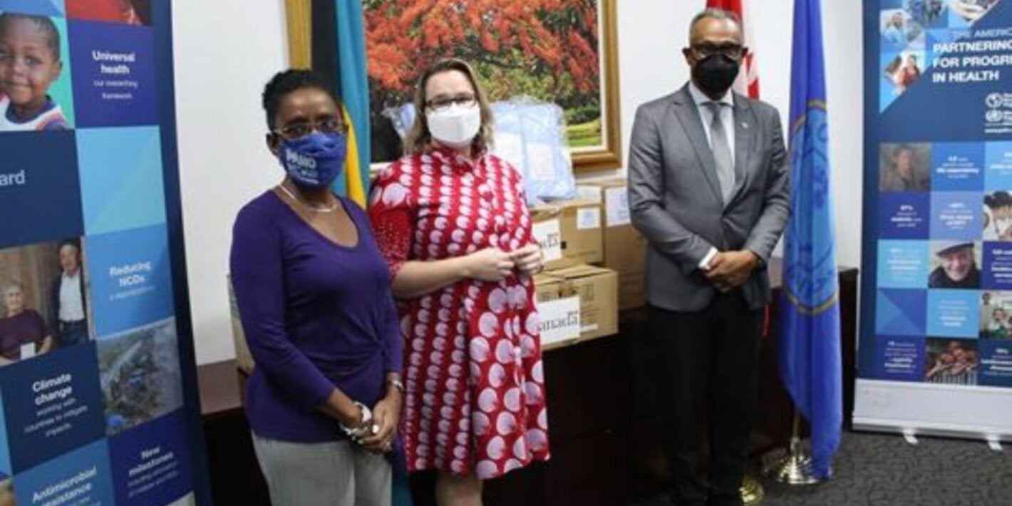 The Ministry of Health and Wellness receives a million dollars’ worth of personal protective equipment (PPE) from the Canadian government, facilitated by PAHO/WHO (BIS/RAYMOND BETHEL)