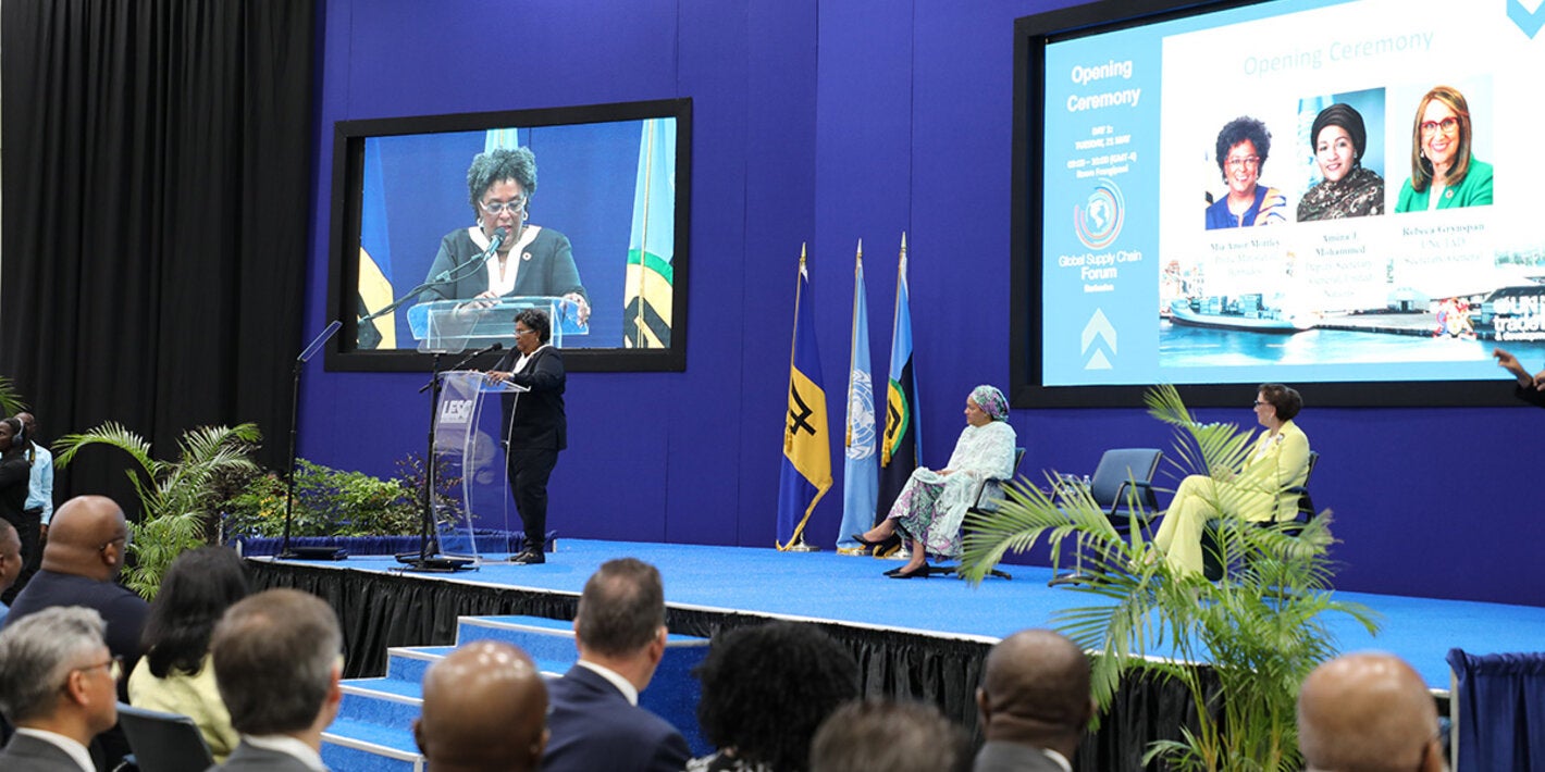 Prime Minister of Barbados Mia Mottley providing remarks at the UN Global Supply Conference