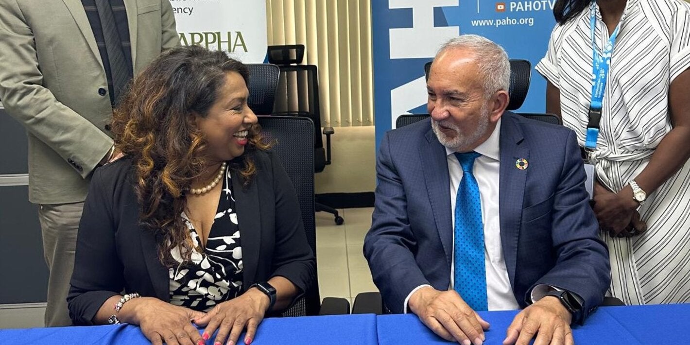 Dr Lisa Indar,  Ad Interim Executive Director of the Caribbean Public Health Agency and Interim Subregional Program Director of the PAHO Caribbean Subreginal Office at a recent meeting at CARPHA in Trinidad and Tobago.  They were joined by Dr Mark Sami, Director, Corporate Services, as well as PAHO Subregional Advisor, Disease Surveillance and Epidemiology, Dr Franka des Vignes.