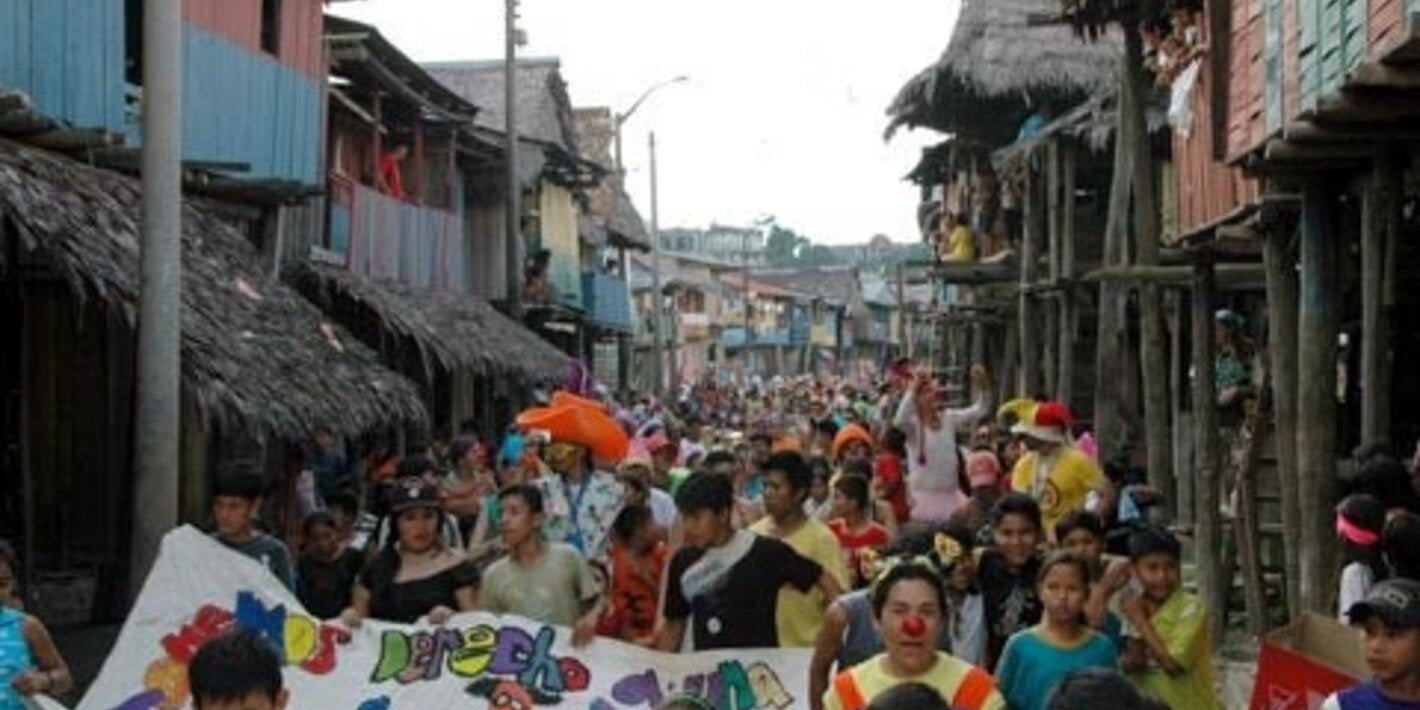 A parade in Belén, Peru