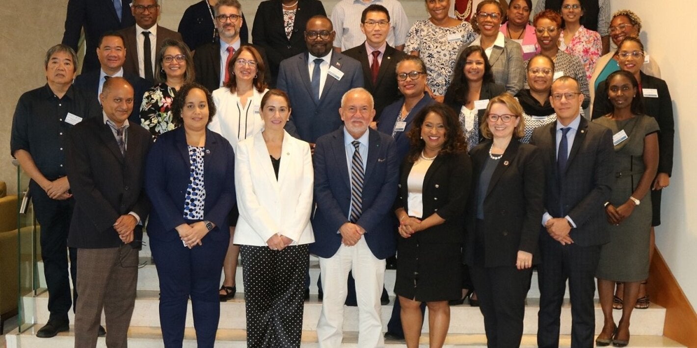 A group photo of regional and national technical health experts who recently gathered in Trinidad and Tobago to collaborate on the development of the PAHO/WHO Caribbean Subregional Cooperation Strategy.