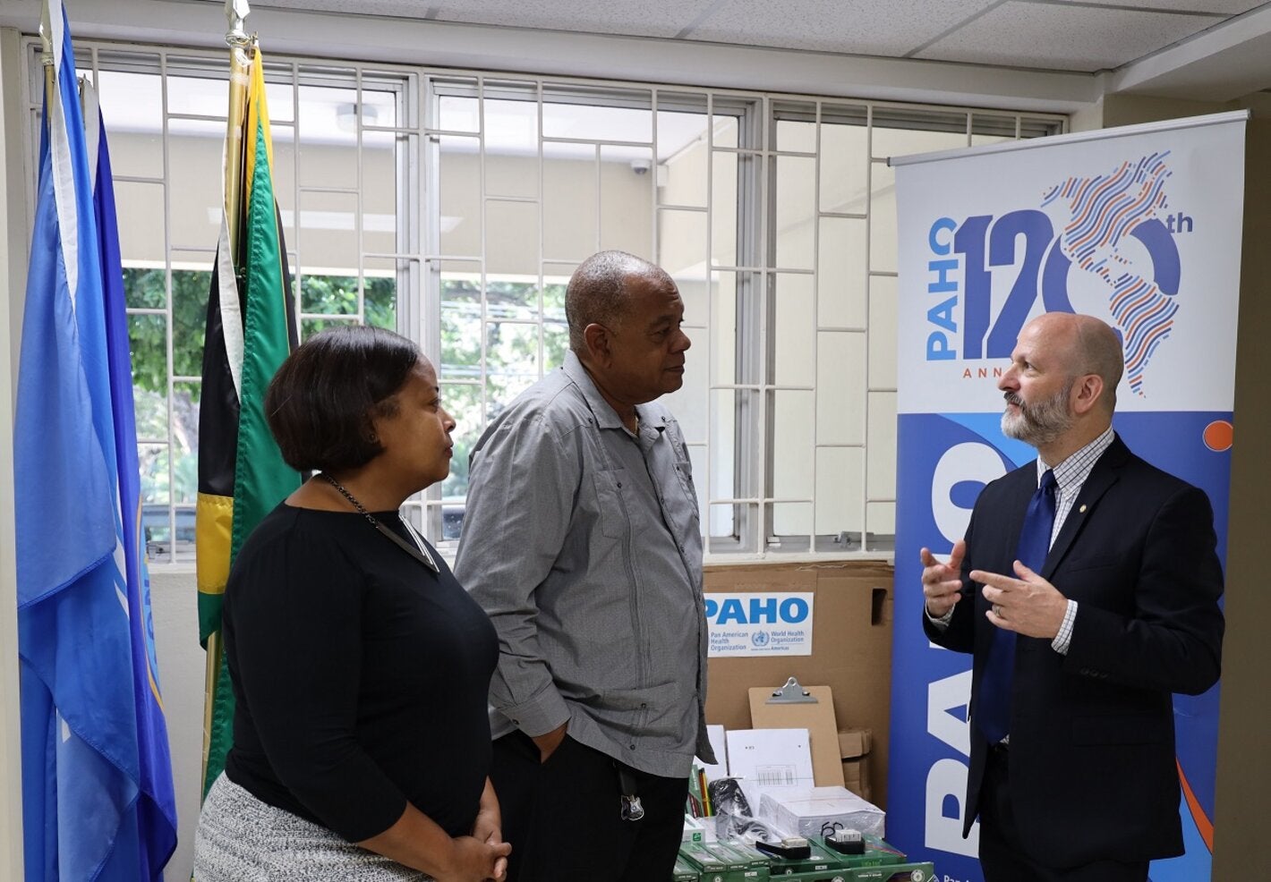 PWR Stein in conversation with representatives from the National Council on Drug Abuse at the Global School-Based Health Surveys handover in January 2023