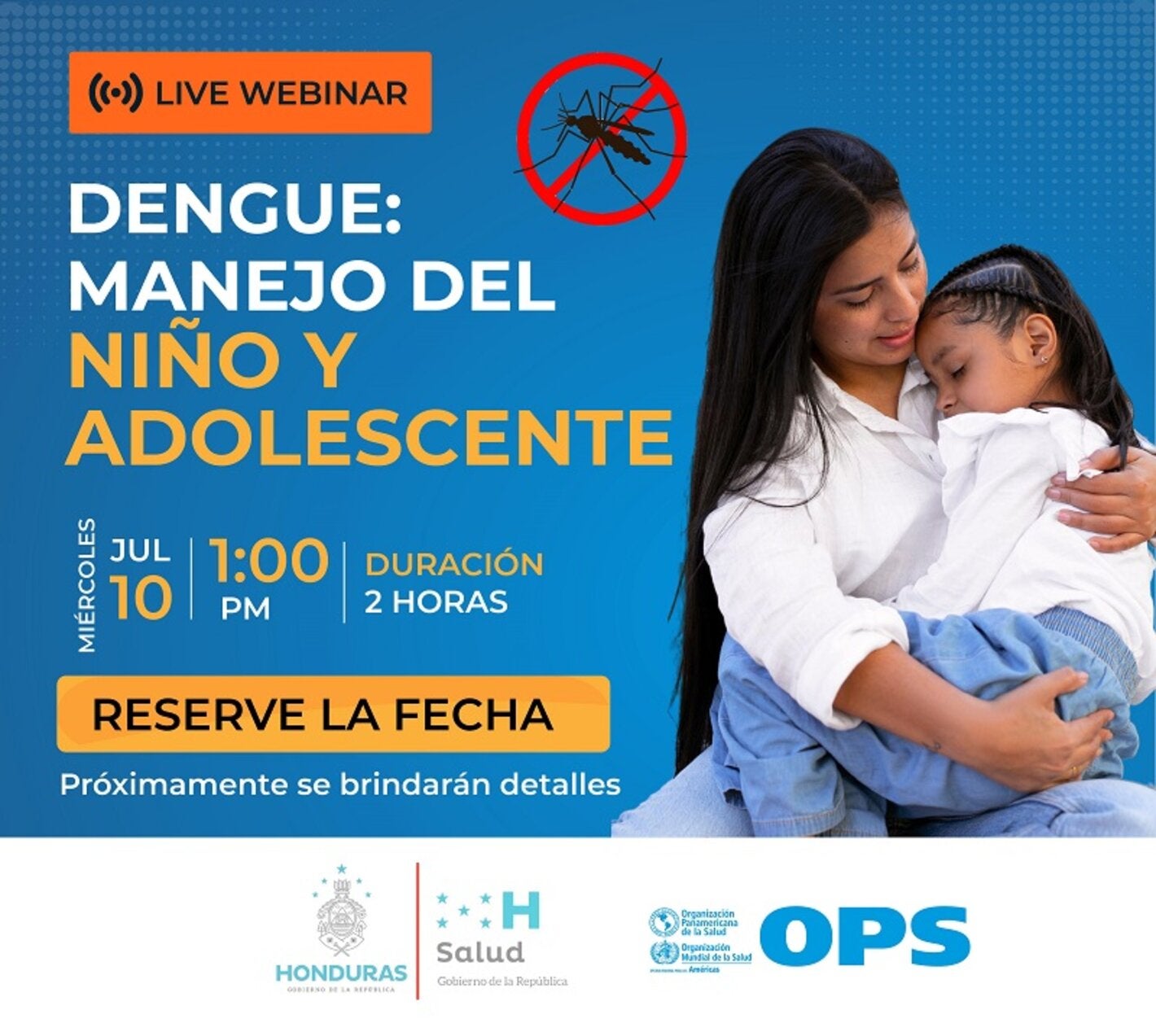 invitación a webinario sobre dengue, atención niños y adolescentes