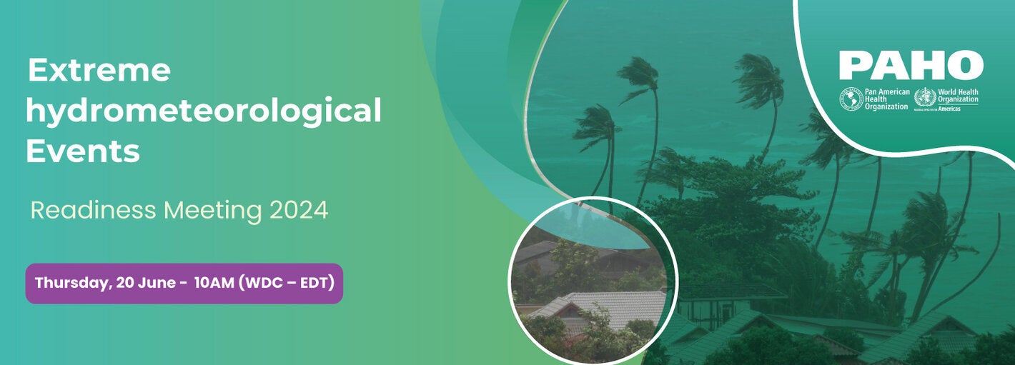 banner del evento. Se muestra foto de zona costera con mar y palmeras visiblemente con viento. También se ve el título del evento y la hora. Foto de playa con palmeras con viento.