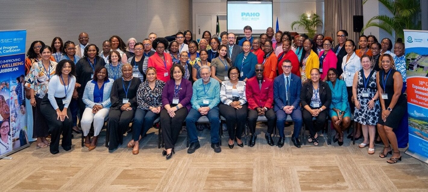 Group photo of delegates and presenters are the Caribbean Immunization Managers Meeting held in Saint Kitts and Nevis from October 28-30, 2024.