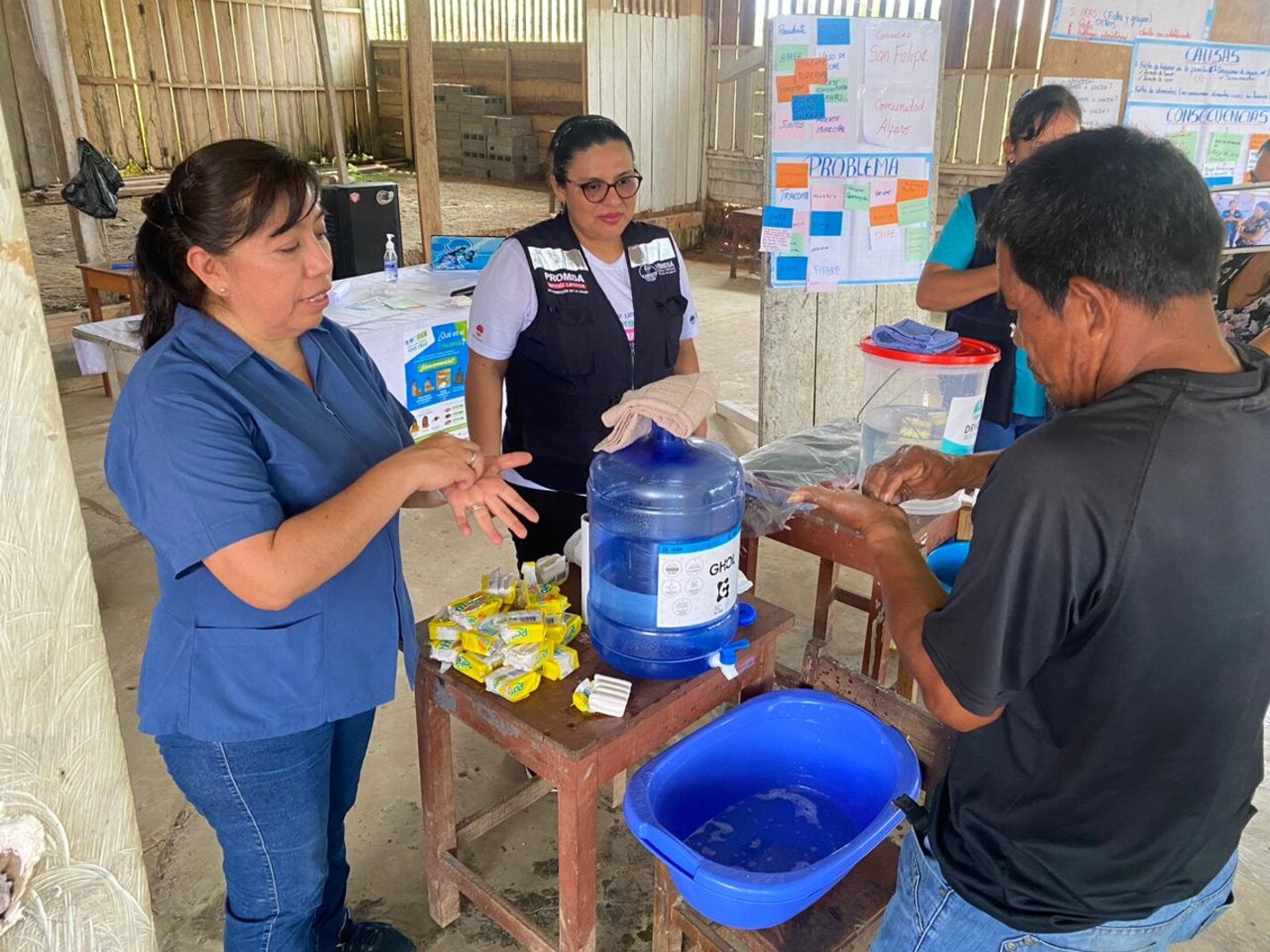 Taller de lavado de manos en la comunidad de San Felipe