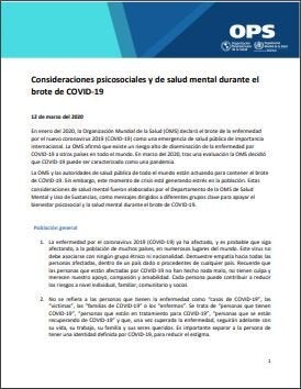 Consideraciones psicosociales y de salud mental durante el brote de  COVID-19 - OPS/OMS | Organización Panamericana de la Salud