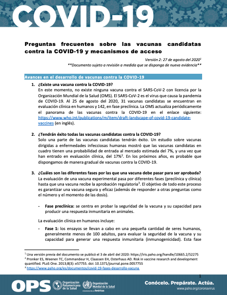 Preguntas Frecuentes Sobre Las Vacunas Candidatas Contra La COVID-19 Y ...