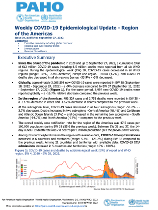 PAHO Weekly COVID-19 Epidemiological Update - EW38- 27 September 2022 ...