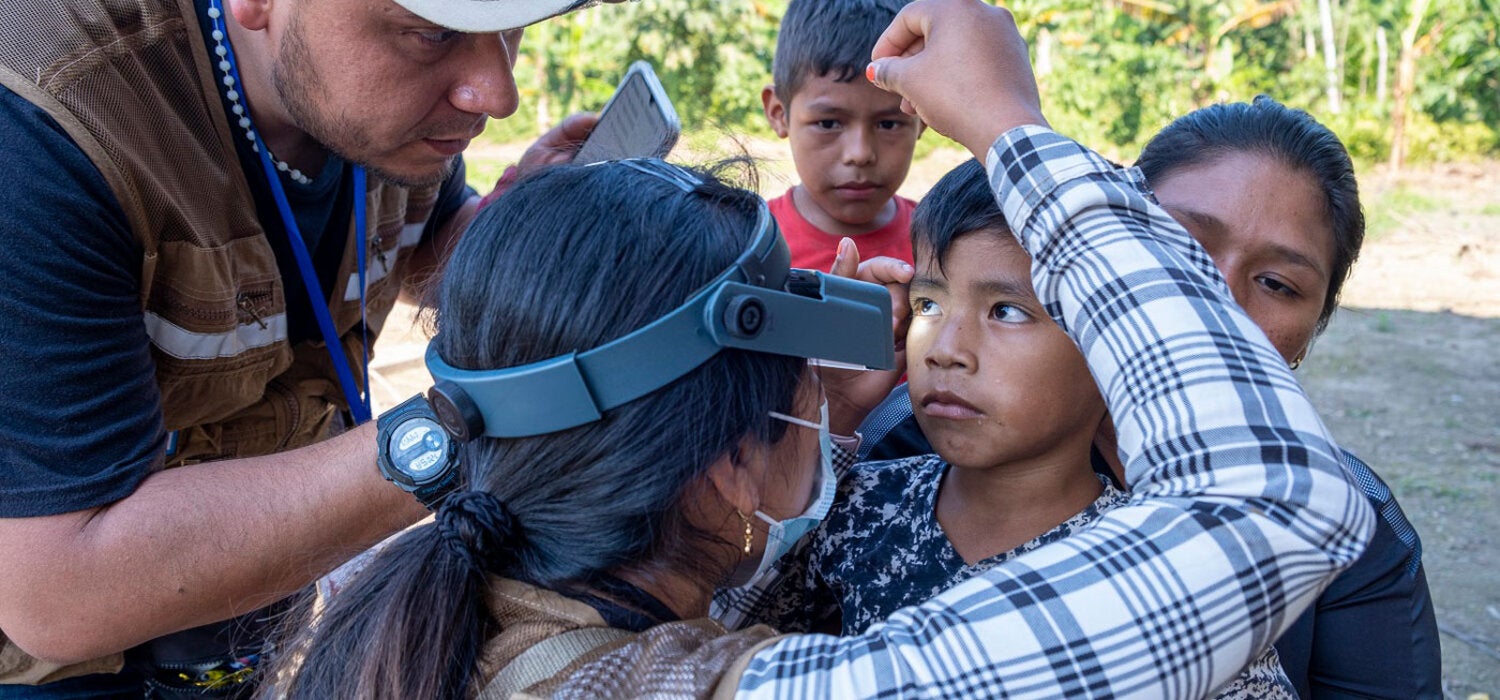 At the home of Demecio Semo, a Yuqui father, the whole family undergoes evaluation.